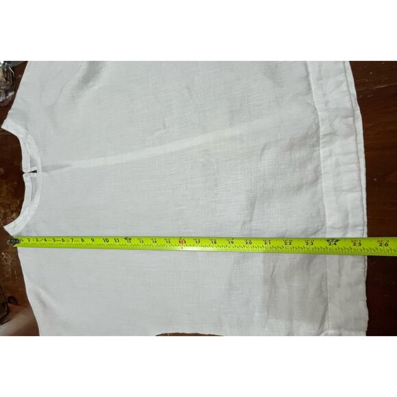 M&S Marks & Spencer Pure Flax Linen Boxy Top Blouse 12 White Lagenlook Beach - Picture 12 of 13